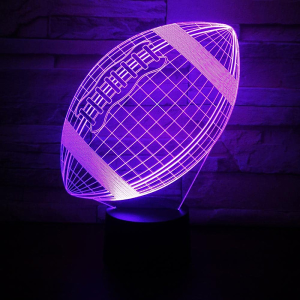 Rugby LED Natlampe, 16 Farver Fjernbetjening & Smart Berøringsdæmpbar 3D Illusion Sengelampe