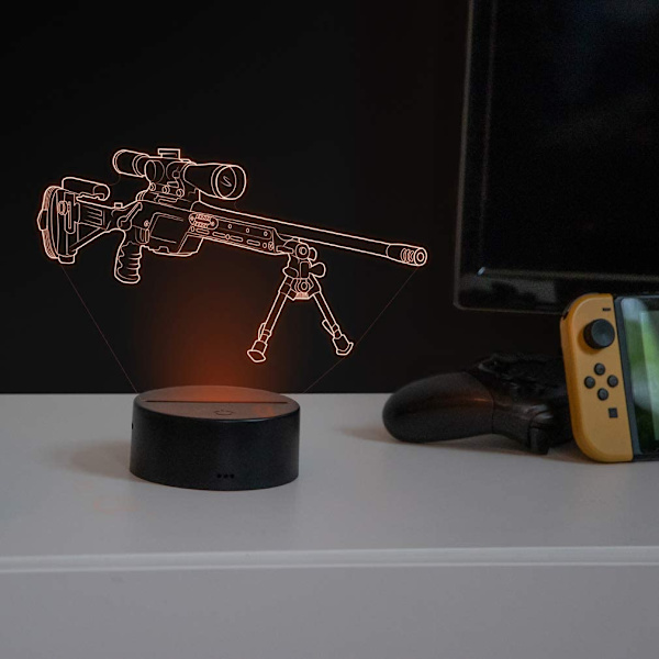 Optisk Illusion 3D Gevär Sniper Rifle Nattlampa USB-driven Touch Switch Fjärrkontroll LED Dekoration 3D Lampa 7/16 Färger Byter Julbarn Ki