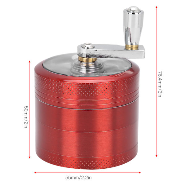 4-lags rygesliber, håndrystet zinklegerings slibeværktøj 55 mm med magnetisk låg Red