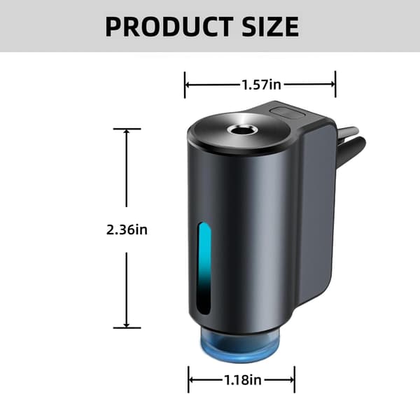 Smart billuftfräschare diffusor – 3 justerbara lägen, 3 st eterisk olja ingår (långvarig)