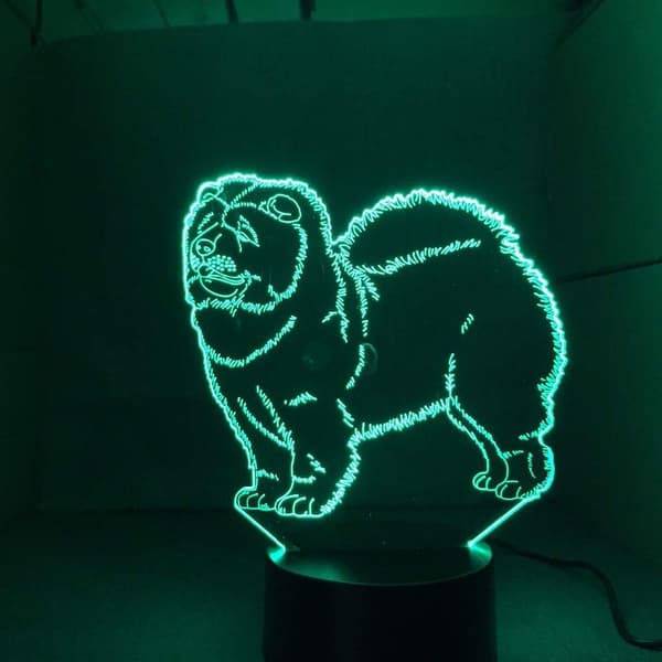 Chow Chow Hund 3D Lampe Natlys Børnelegetøj LED 3D Touch Bordlampe