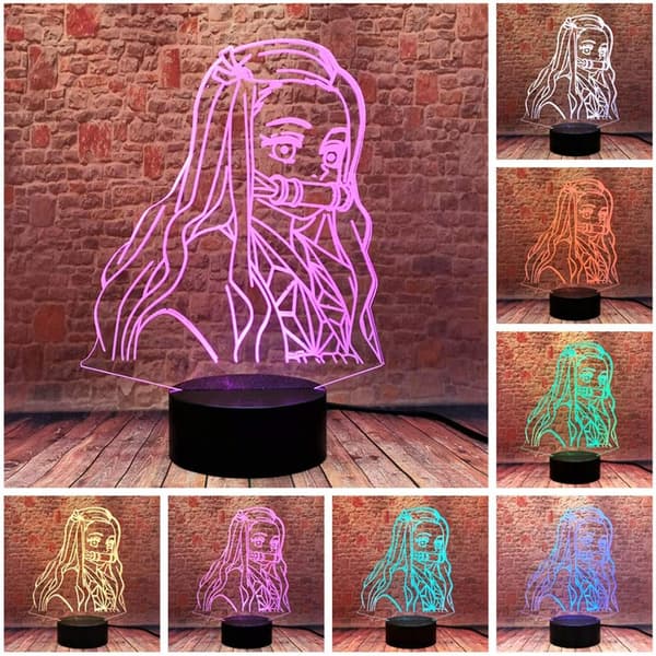 Kamado Nezuko 3D Illusjon Demon Slayer Merchandise Nattlys LED