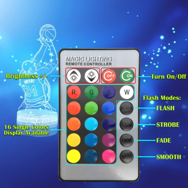 LED Basketball Natlampe, 3D Illusion Lampe Basketball Gavelys