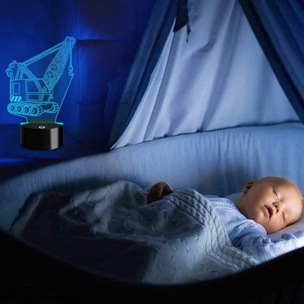 3D Illusionslampe USB LED Kranvogn Natlampe Skrivebord