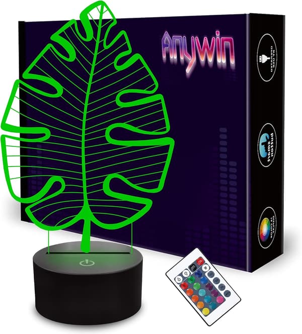 Monstera Blade Natlampe, Anywin 3D LED Natlamper med