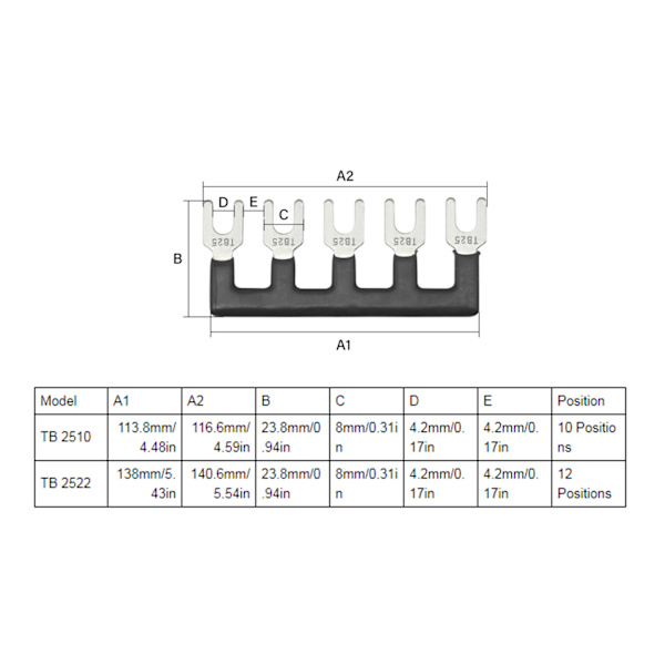 10 st 25A Jumper Block Terminal Strips Isolerade TB Barrier Strip Gaffeltyp Terminal Stripe Strips Svart TB 2512