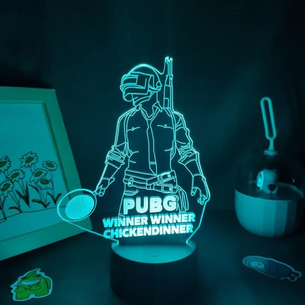 King PUBG lampa 3D Illusion Nattljus, Fjärrkontroll Bord