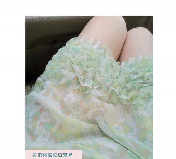 Chiffon Elegant Mini Short Swing Skater Dresses (Grön M)