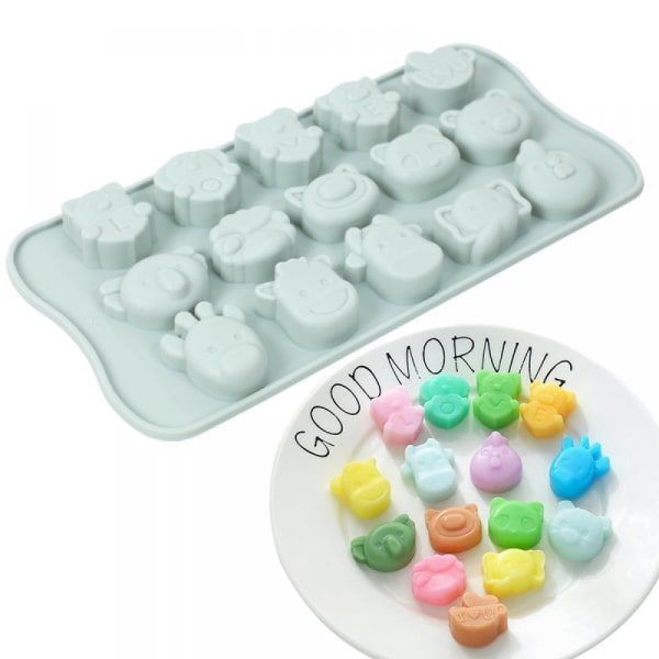 2PCS Cartoon Animal 15 Grid Pressed Soft Bottom Ice Block M