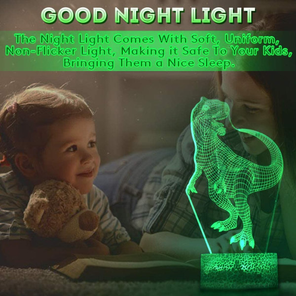 Nattljus för barn Dinosaurie 3D Nattljus tumlare Illusi
