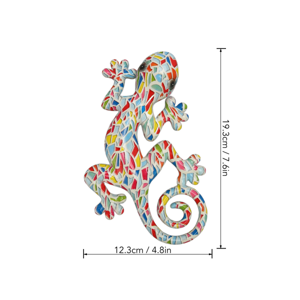 Gecko Vægkunst Dekoration Lykke Visdom Håndmalet Farvefast 3D Firben Kunst Væg Skulptur til Køleskab Hegn Verandaer