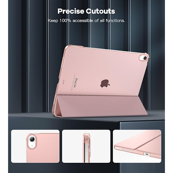Fodral för iPad Air 11 tum, Slim Ställskydd för iPad Air 11-tum, Stöd för Touch ID, Auto Wake/Sleep Smart Skal med Genomskinlig Ba Rose Gold ipad Air 11 (2024)