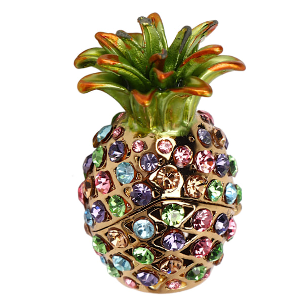 Ananas Trinket Box Mini Storlek Rhinestone Legering Livfulla Färger Bred Applikation Bejeweled Box för Smycken Toalettbord