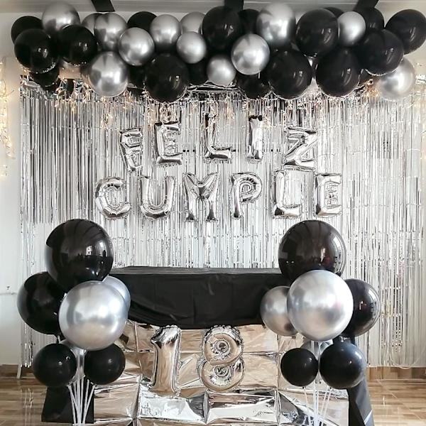 129 stk. sorte balloner Latex balloner Forskellige størrelser 18 12 10 5 tommer Festballon sæt til fødselsdagsfest Graduering Baby shower Bryllupsballon Deko Black