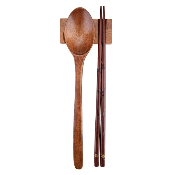 Träsked Träpinnar Bestick Set Bärbar Utomhus Resebestick (#07)