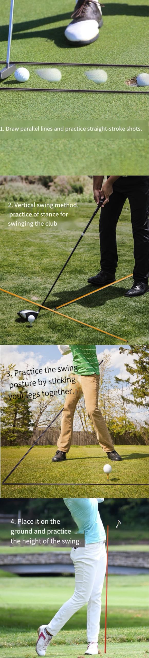 Korriger din svingbane og holdning med dette par 48-tommer foldbare pinde, ideelle til træning overalt. (Til driving range, baghave Green