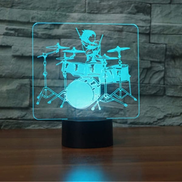 Slå en trumma Heminredning Kreativ 3D Illusion Lamp LED Ni