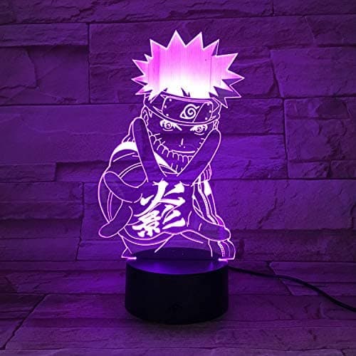 Naruto Kakashi Uchiha Sasuke 3D Illusjon Nattlys Lampe Sm