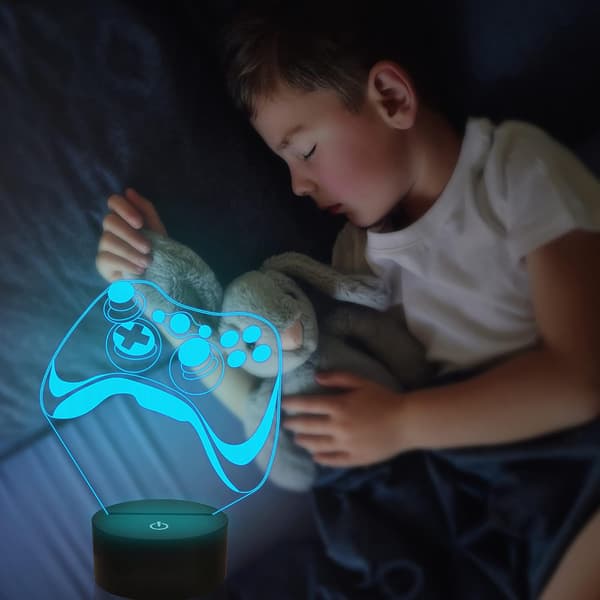 Attivolife Gamepad 3D Lampe, Hologram Illusionskontroll Night Light for Barn