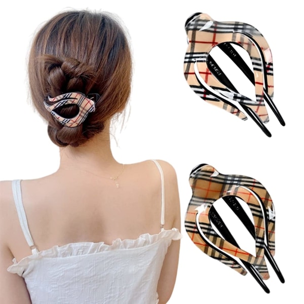 2PCS Hjärtformade Anknäbbsklämmor Fashion Hästsvans Hårklämmor Fancy Spännen för Kvinnor Lockigt Hår Tillbehör Lattice