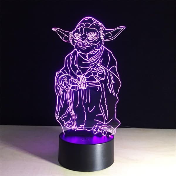 3D Natlampe, Børnenatlampe 3D Illusion Yod Lamper 16 Farver
