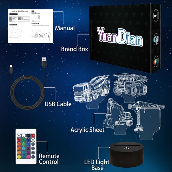 Tunga maskiner 3D-lampkit, grävmaskiner, tornkranar, trans