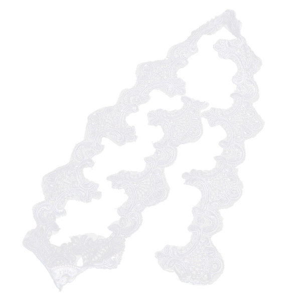 Dekorativ spets pärlband polyester broderad lapp kläder dekor tillbehör 1 YardWhite