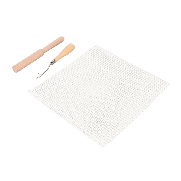 Latch Hook Tool Kit Blank Rug Hooking Mesh Canvas Træhåndtag Hæklekrog til Tæppe Gobelin