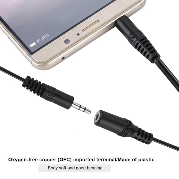 3,5 mm hane till hona ljudförlängningskabel Jack Aux-kabel för smartphone hörlurar Stereo 5,0 m