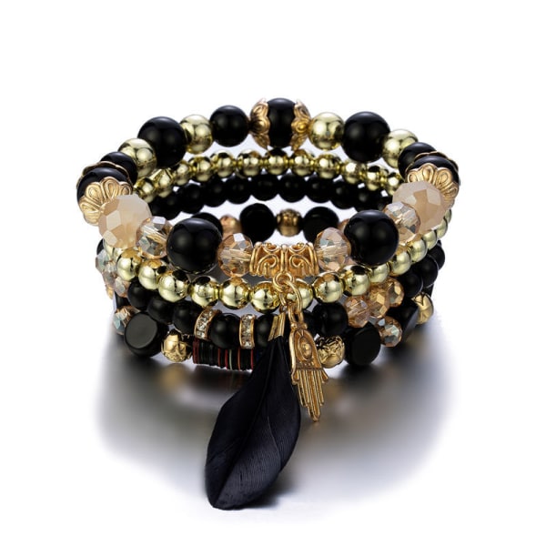 1PCS Bohemian Träpärlor Armband, Färgglada Kristallpärlor