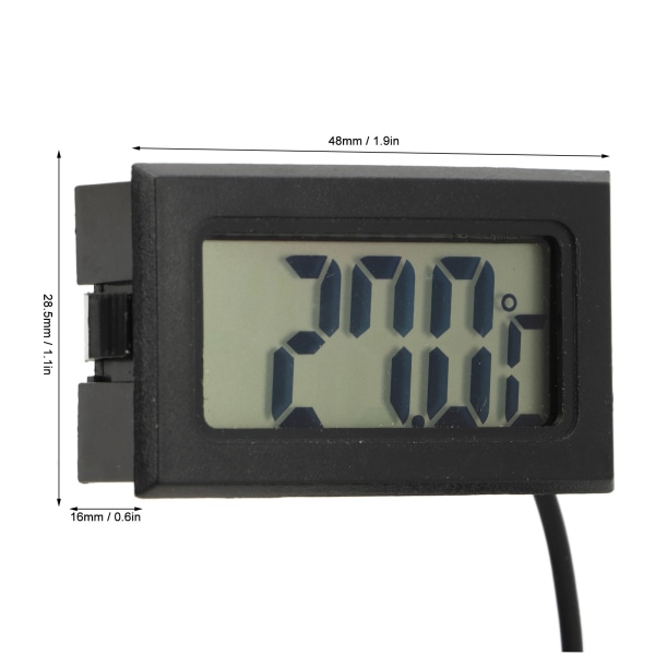 Svart LCD inbyggd elektronisk digital termometer vattentät sond temperaturmätare för inkubator