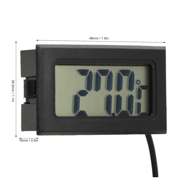 Svart LCD-innfelt elektronisk digitalt termometer Vanntett sonde Temperaturmåler for inkubator