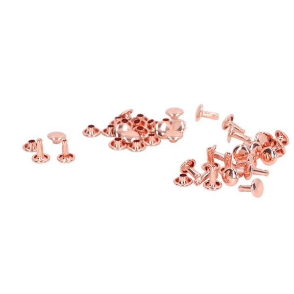 100 set dubbelsidiga nitar 7x8mm järnläder nitar DIY runda nitar för kläder väskor skobox roséguld