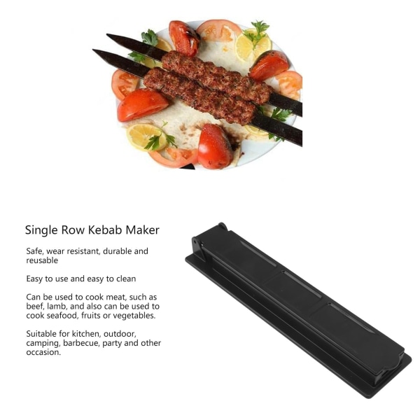 Kebab Maker - Flerfunktionell, bärbar, återanvändbar, livsmedelsgodkänd plast, manuell kebabform för kök och utomhusgrill Black