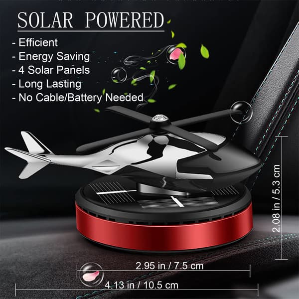 Bilduftfrisker - Helikopter Solar Roterende Aromaterapi Diffuser, Bil- og Hjemmeindretningstilbehør, til Bil/Hjem Duft Red