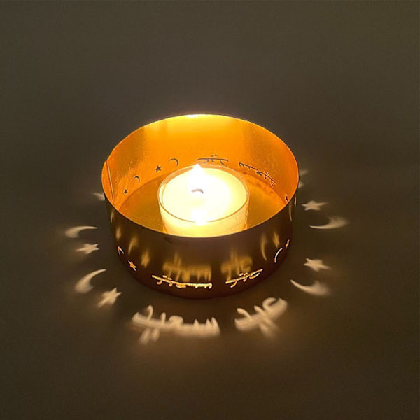 Tealight-ljusstake, elektropläterad metall, ihålig, dekorativ, liten ljusstake för meditation, semesterdekoration, typ 2