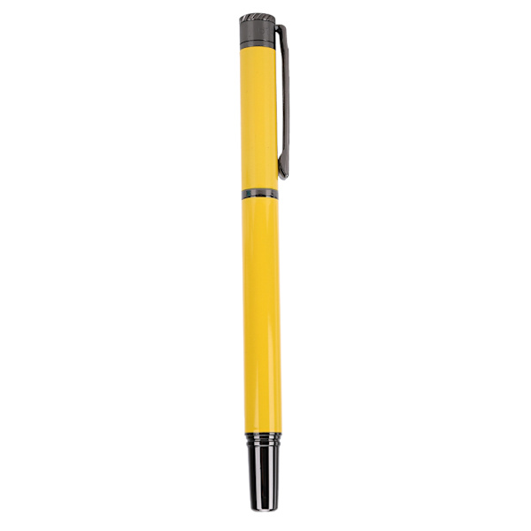 Metallisk fontänpenna för studenter, kalligrafi, skolmaterial, present, 0,5 mm spets, gul