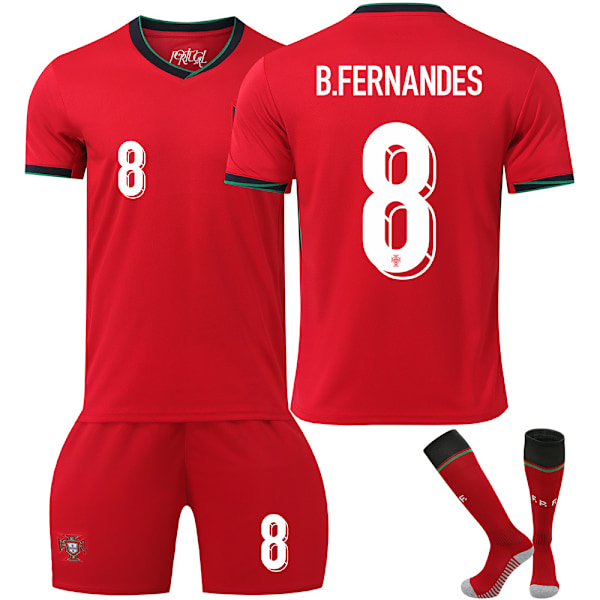 UEFA Euro 2024 Portugal Fotballdrakter Barnefotballsett No.8 B.Fernandes XXXL