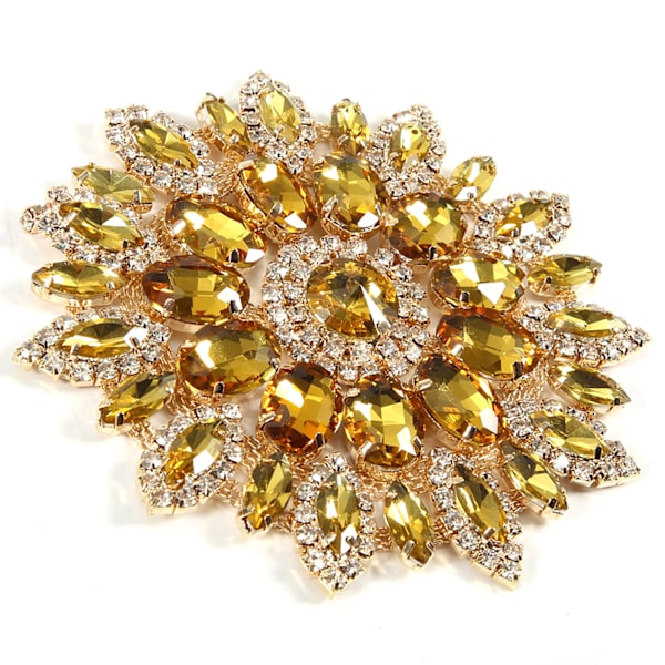 Kristallglas Strass Dekoration DIY Kläder Kvinnor Tillbehör 11cm (Gul Gyllene Bas)