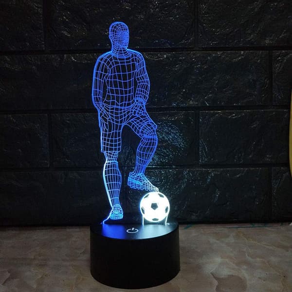 Fotballspiller Nattlys LED 3D Illusjon Fjernkontroll USB