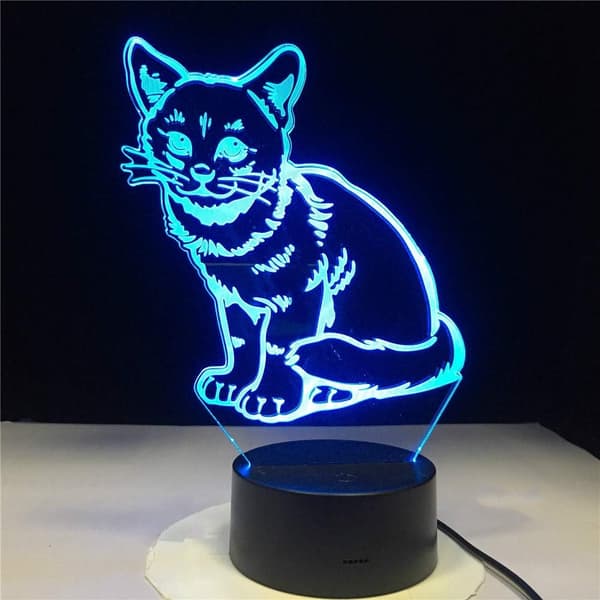 3D Kat Natlampe Illusion Natlampe 7 Farveskift
