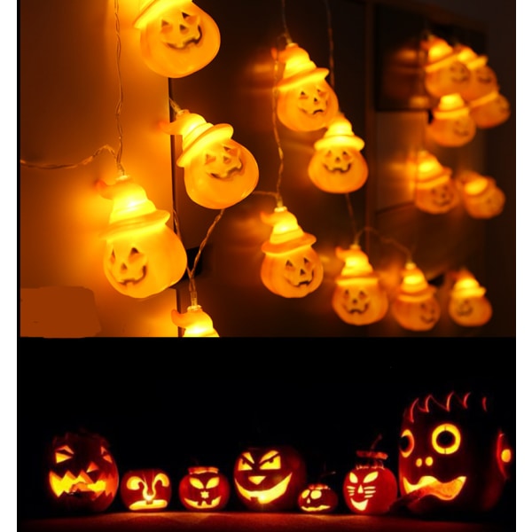 Halloween LED-pumpa ljusslinga för inomhus/utomhusbruk