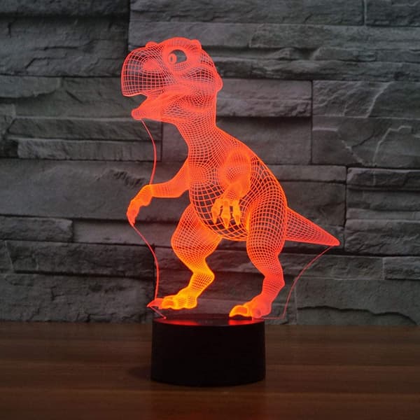 3D LED Dinosaur Optisk Illusion Natlampe, 7 Farveskift