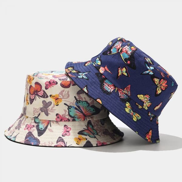 Foldbar Vendbar Sommerhat med Sommerfugleprint