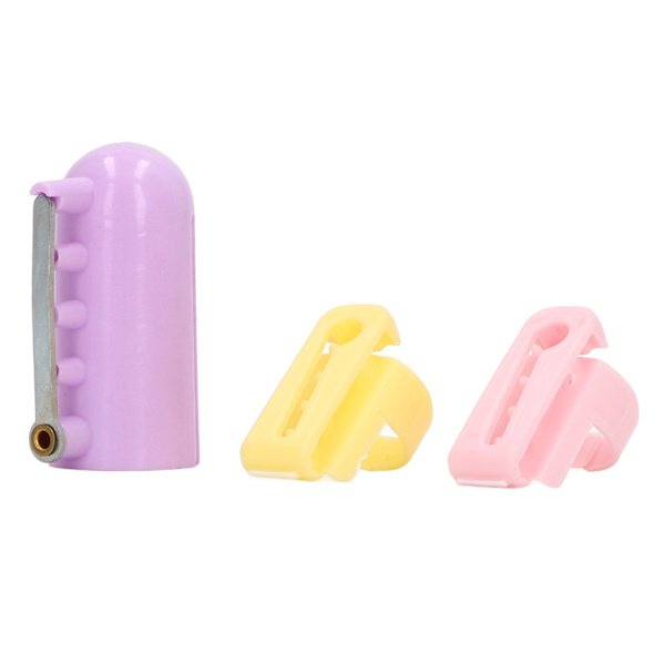 3 st stickade fingerborg i plast, lila, rosa, gul, blank utseende, bärbar garnguide, separerad garnfingerhållare för mamma