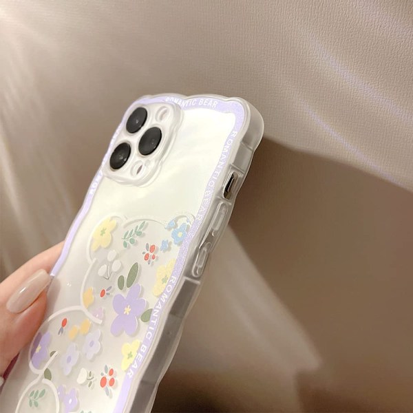 Kompatibel med iPhone 11 Skal Transparent Söt Blommig Björnen