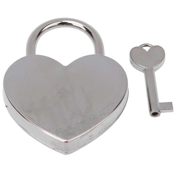 1 Set Hjärtlås Metall Vintage Hänglås Hushåll Hantverkstillbehör med Nyckel 45x59mmSilver