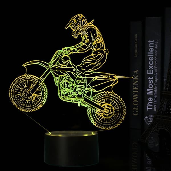 Motorcykel 3D LED Optisk Illusion Lamper 7 Farveskift Touch
