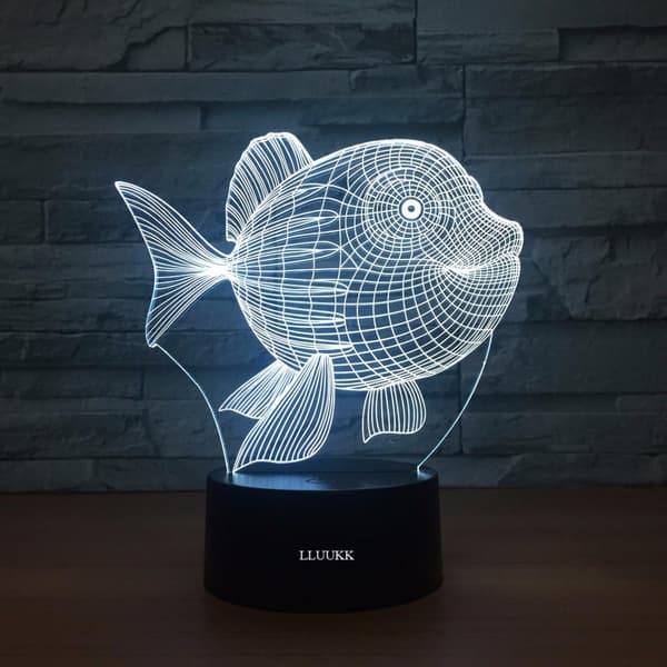 Visuell 3D Nattlampe Klovnefisk Havdyr leker De