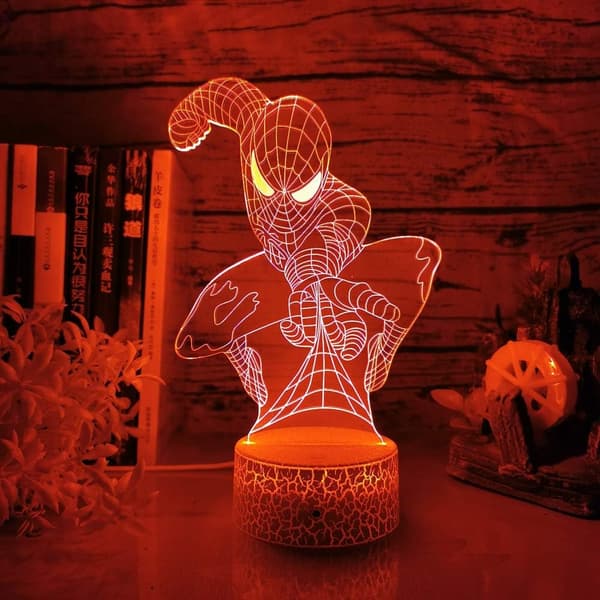 Spiderman 3D Natlampe Marvel Actionfigur Spider Man Natlys